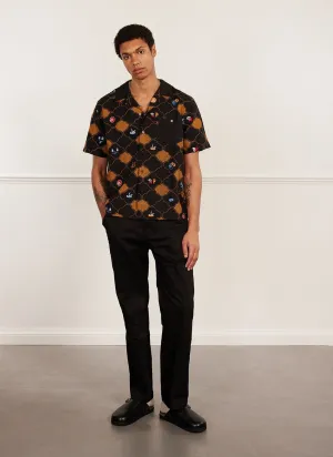 Tuck Shop Tapestry Cuban Shirt | Linen | Black