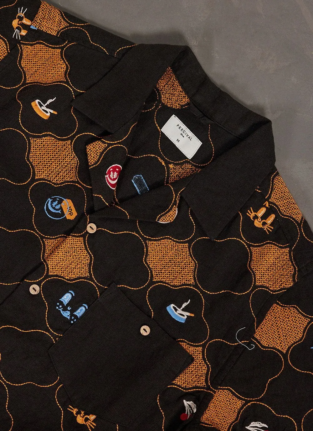 Tuck Shop Tapestry Cuban Shirt | Linen | Black