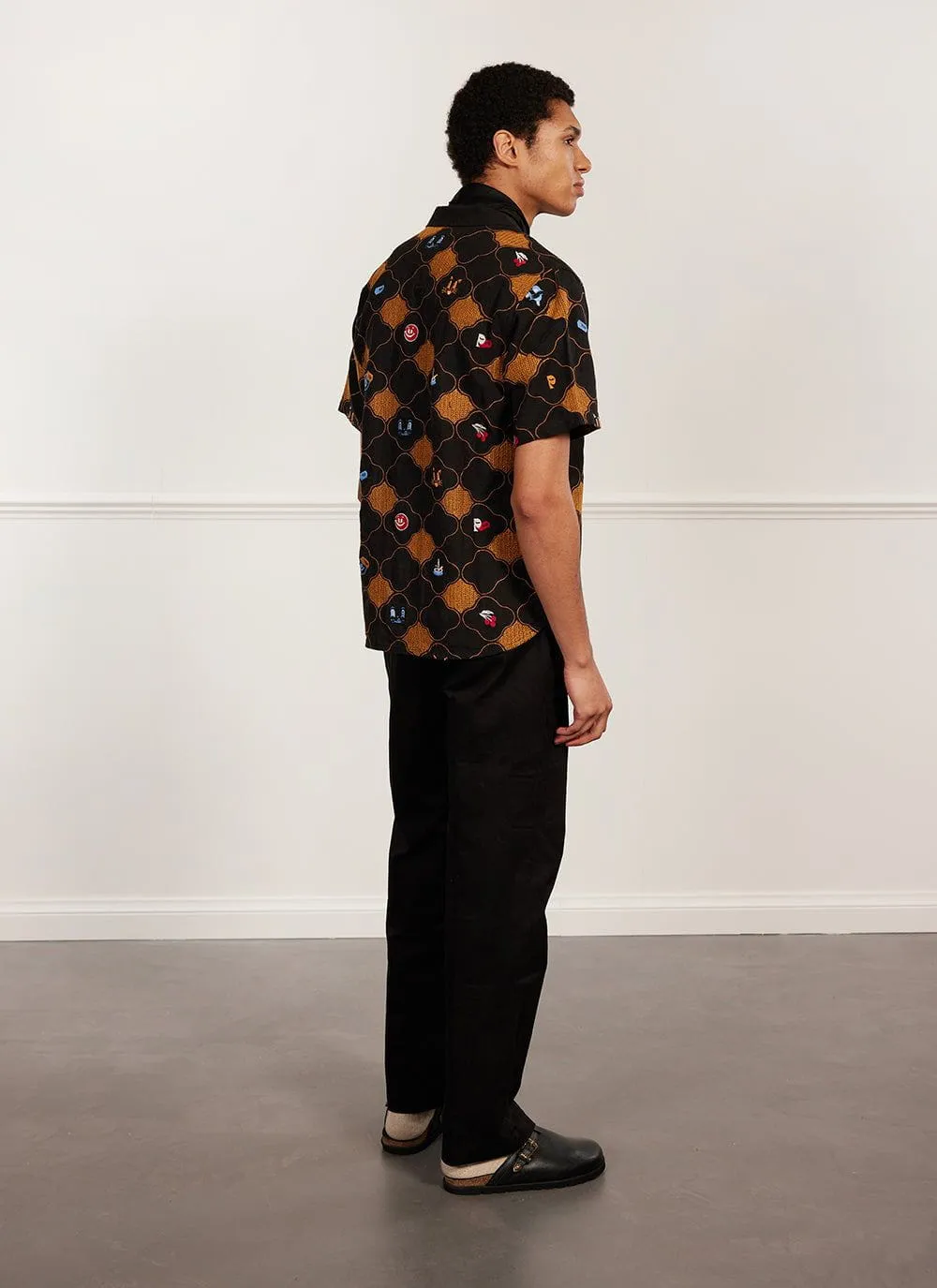 Tuck Shop Tapestry Cuban Shirt | Linen | Black