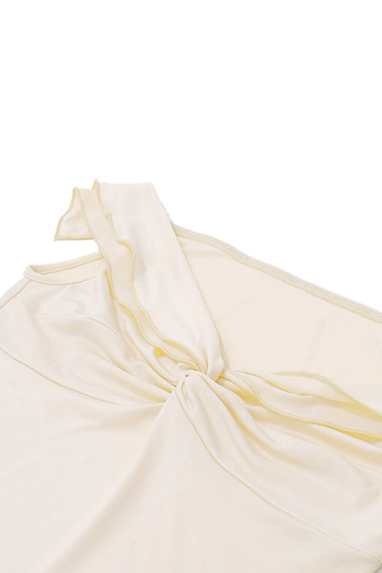 Twisted Crop Top Ruched Tiered Skirt Suits