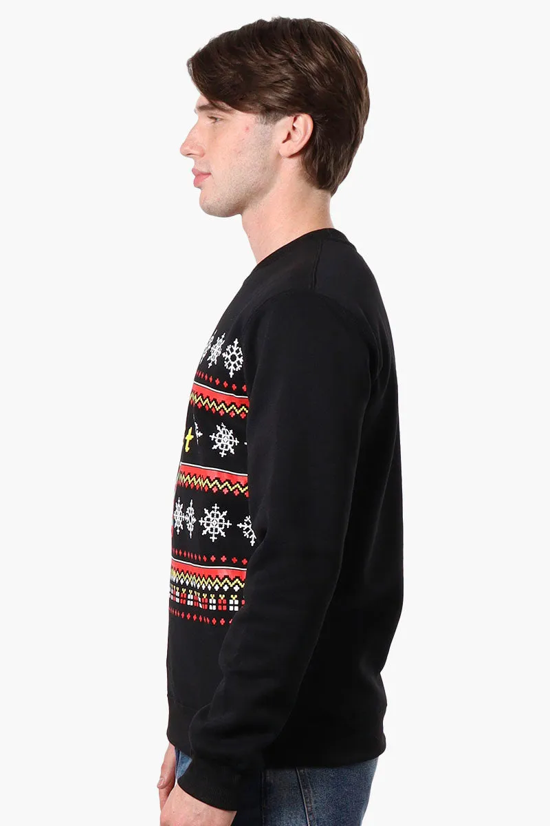 Ugly Christmas Sweater It's Lit Print Christmas Sweater - Black