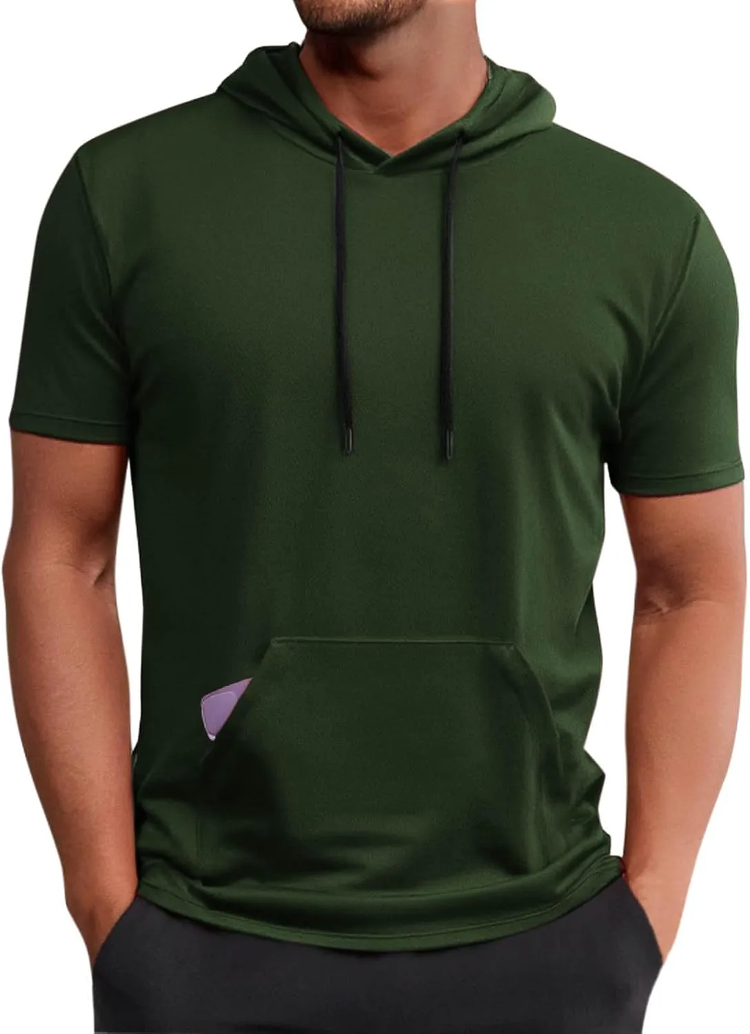 Uillui Men's Performance Hooded T-Shirt Mesh Quick Dry Athletic Hoodie Short Sleeve Outdoor Running Fitness Sports Shirts