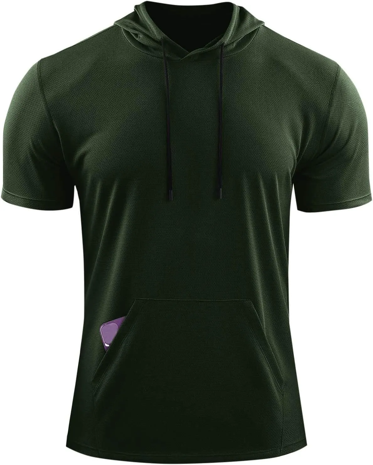 Uillui Men's Performance Hooded T-Shirt Mesh Quick Dry Athletic Hoodie Short Sleeve Outdoor Running Fitness Sports Shirts