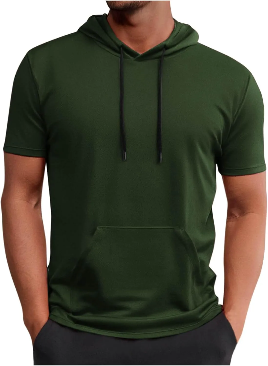 Uillui Men's Performance Hooded T-Shirt Mesh Quick Dry Athletic Hoodie Short Sleeve Outdoor Running Fitness Sports Shirts