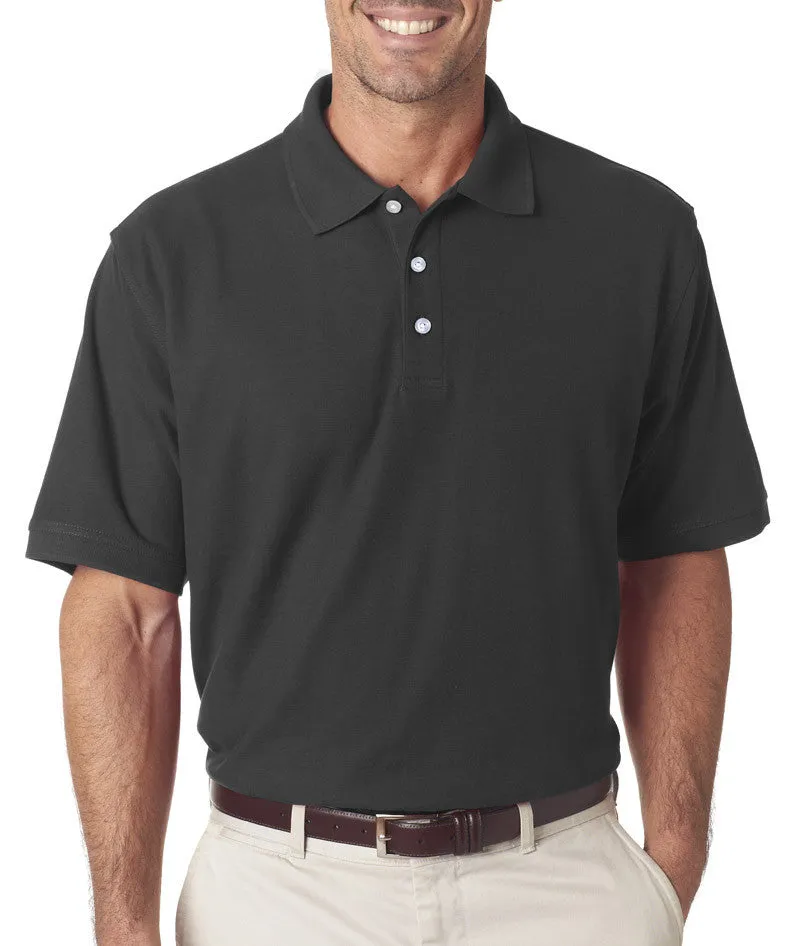 ultraclub(R) men's platinum honeycomb pique polo - charcoal (m)