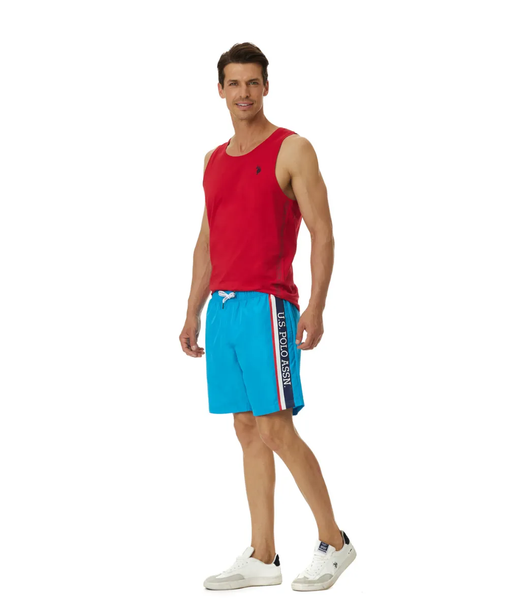 US POLO MENS BEACH BOXER SHORTS WITH U.S. POLO ASSN PRINT.