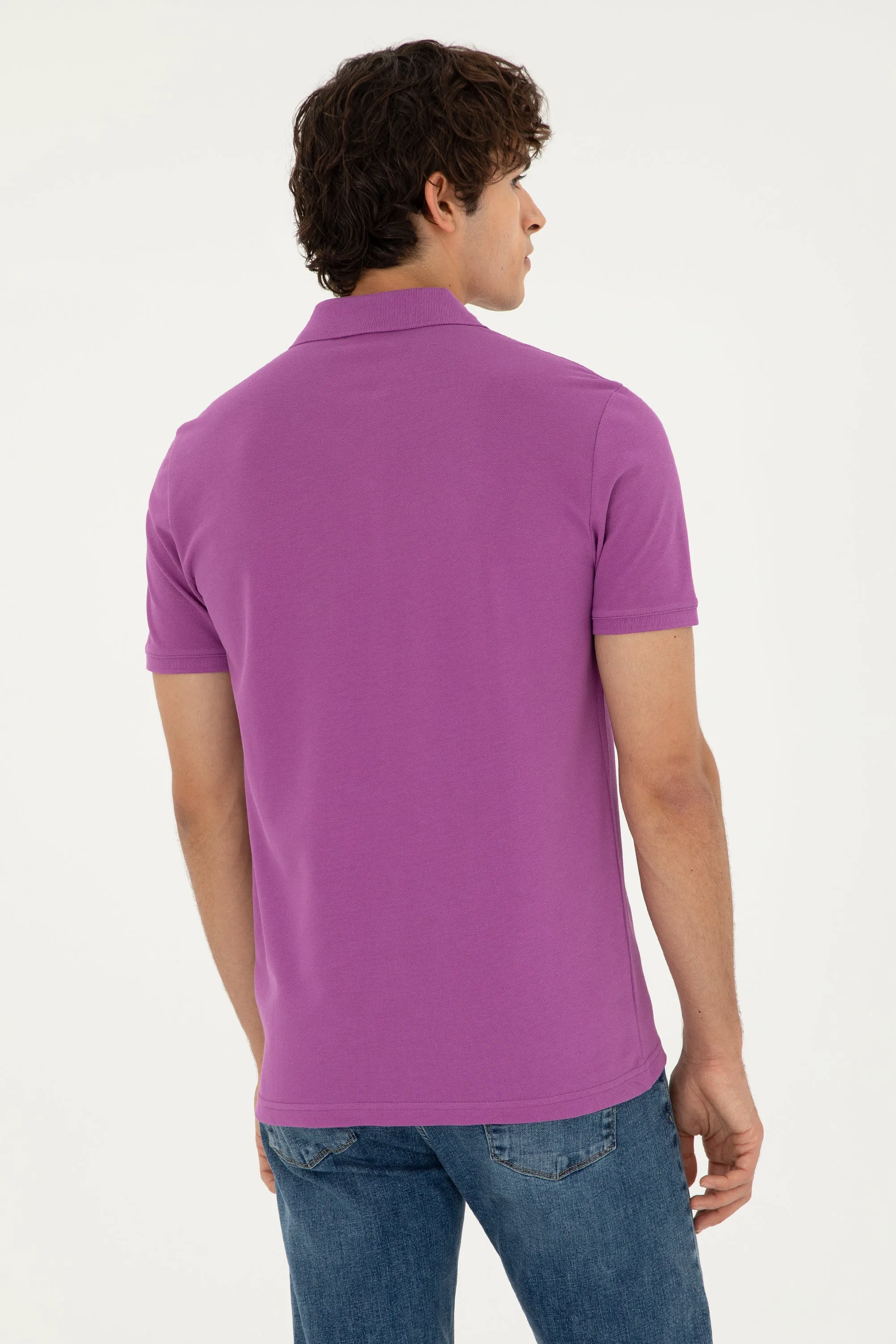 USPA Polo Shirt Men Purple VR038 USPOM216 Single Color Horse US Polo Assn.