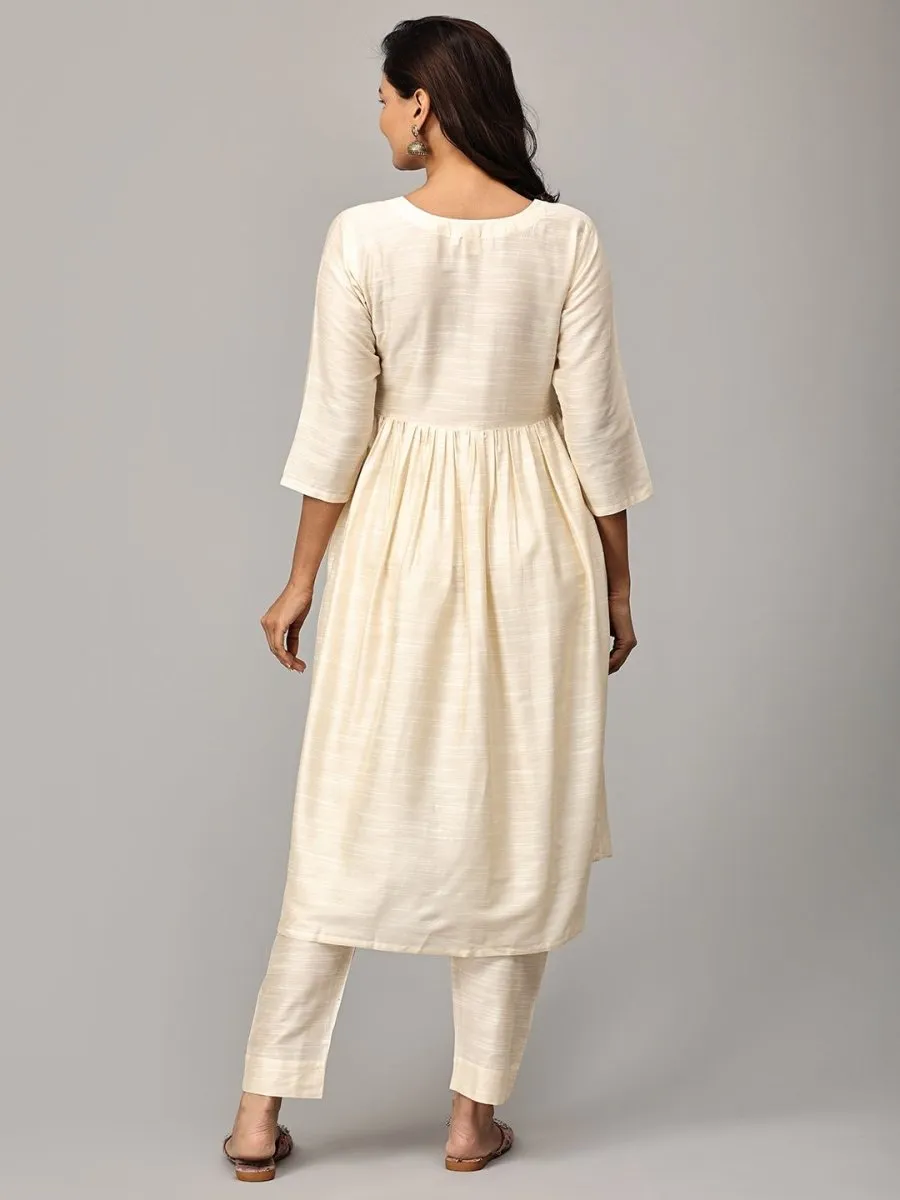 Vanilla Chai Maternity And Nursing Silk Kurta Set