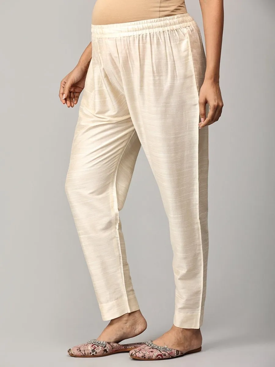 Vanilla Chai Maternity And Nursing Silk Kurta Set