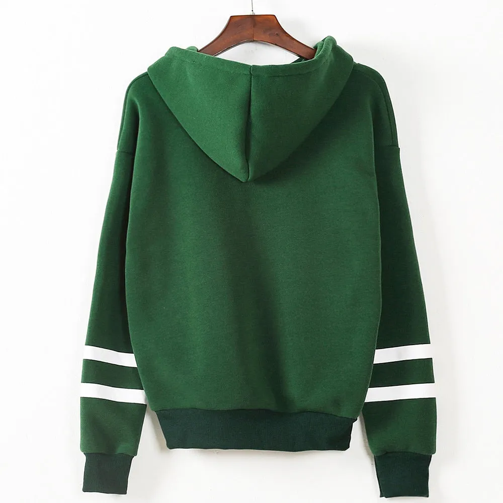 VenusFox Autumn Women Casual Long Sleeve Hooded Pullover Sweatshirts