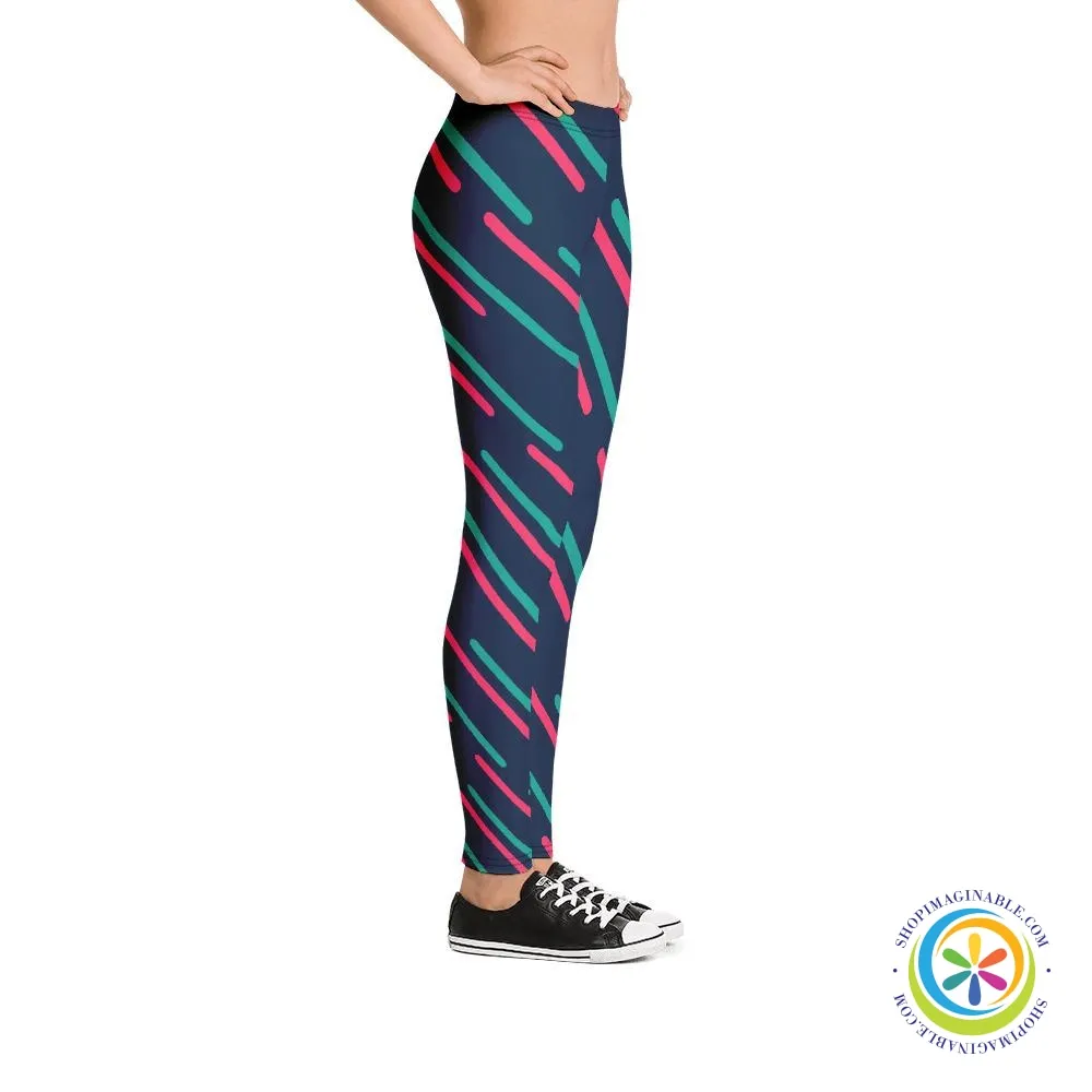 Vibrant Abstract Lines Full Length Leggings