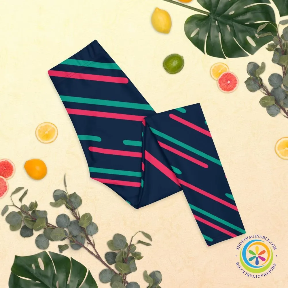 Vibrant Abstract Lines Full Length Leggings