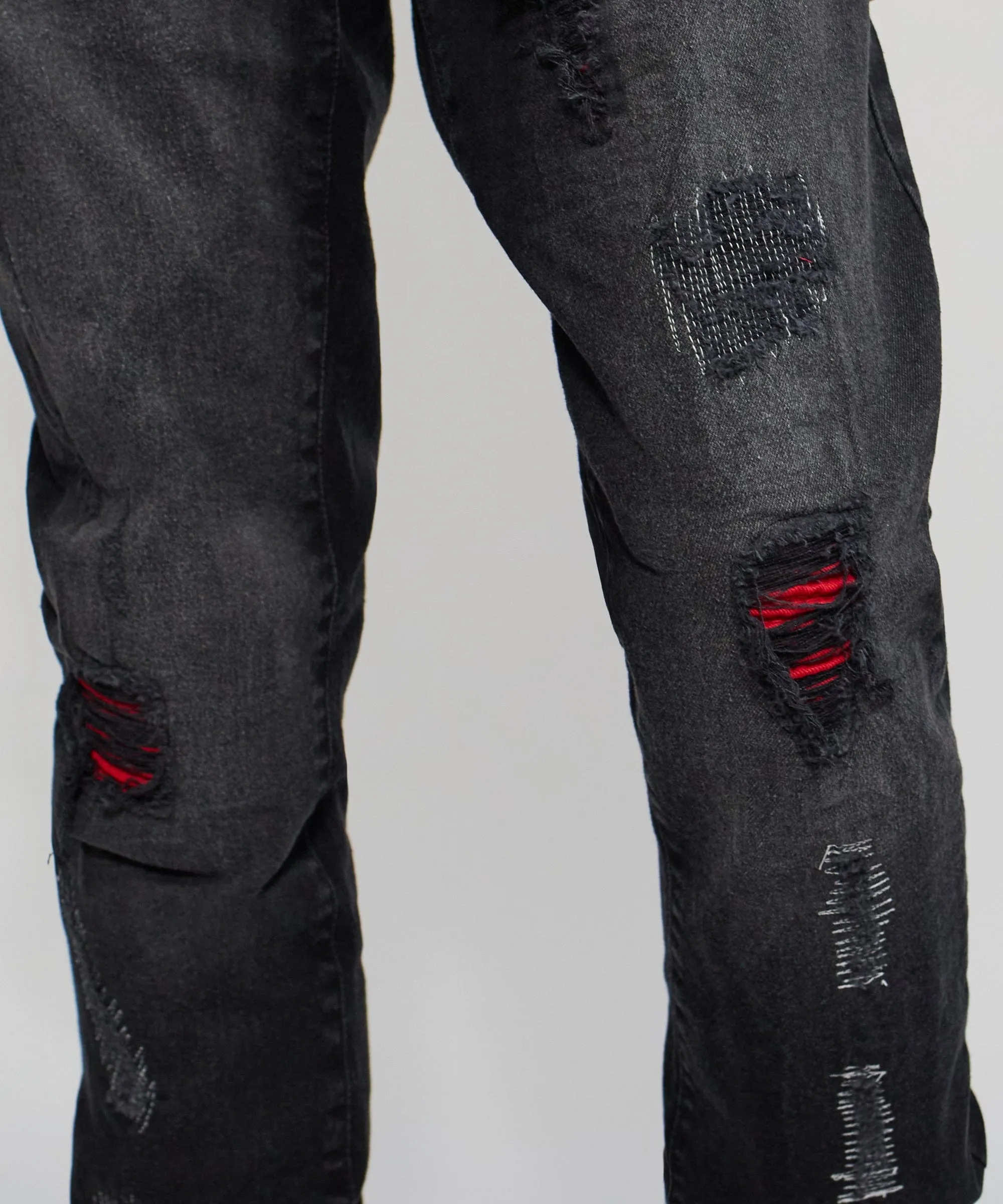 Vice Ripped Detail Denim Jeans - Washed Black