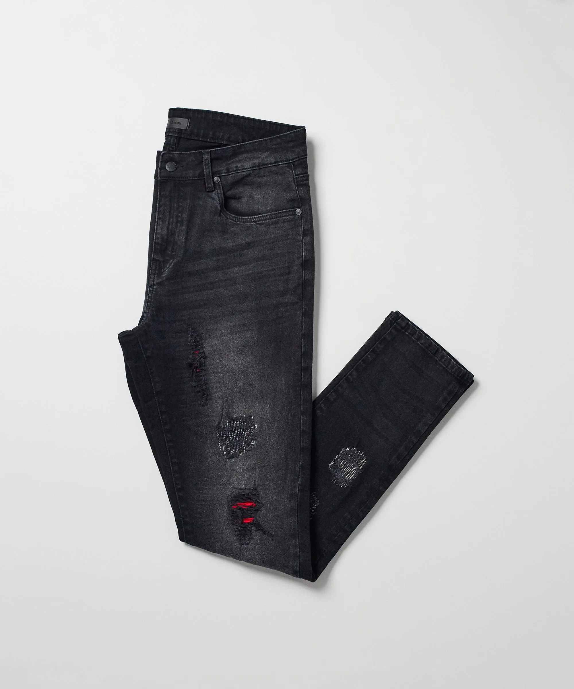 Vice Ripped Detail Denim Jeans - Washed Black