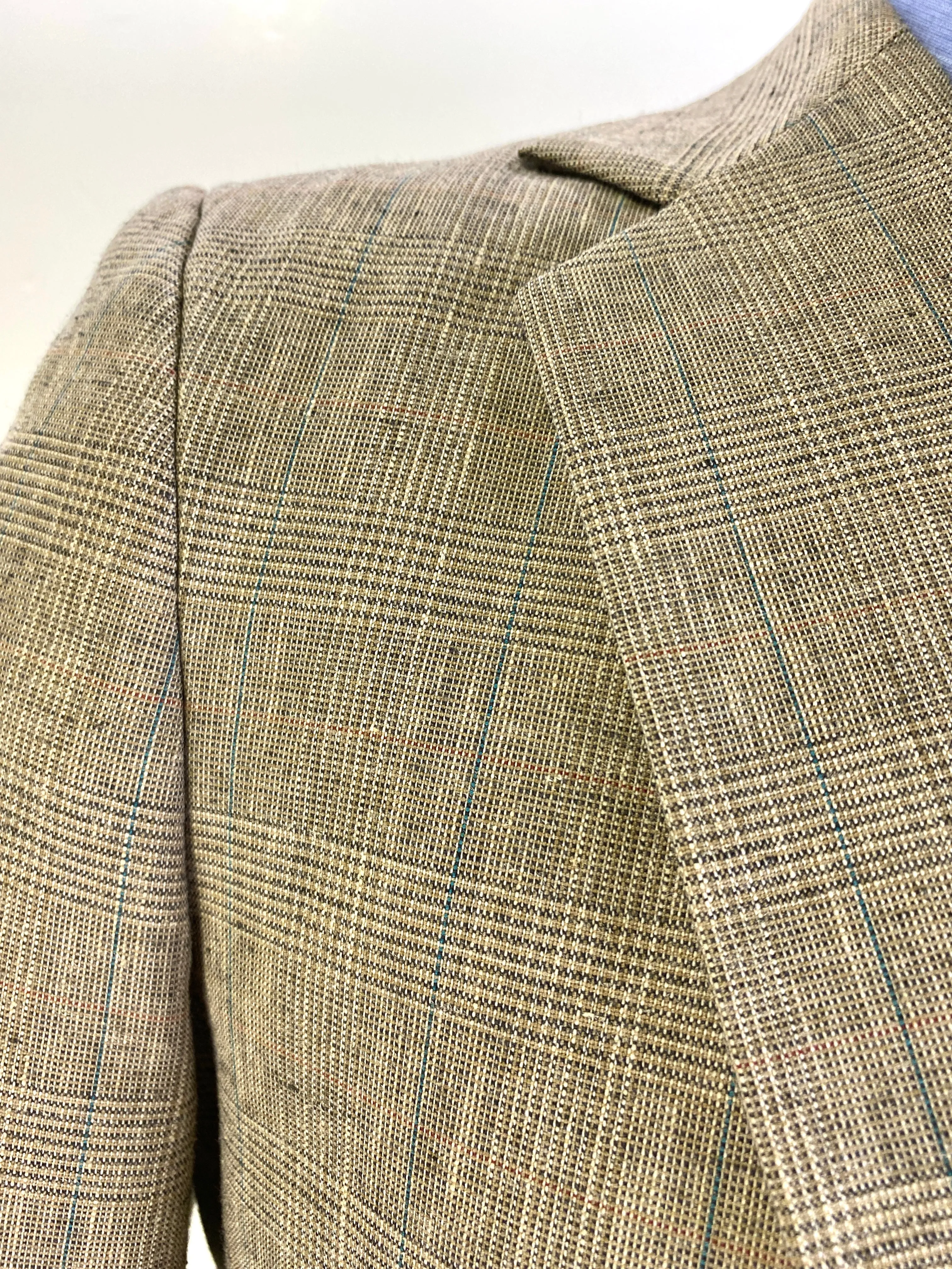 Vintage 1980s Grey/ Beige/ Blue Glen Plaid 2-Piece Men's Suit, Imperial by Haggar, 40
