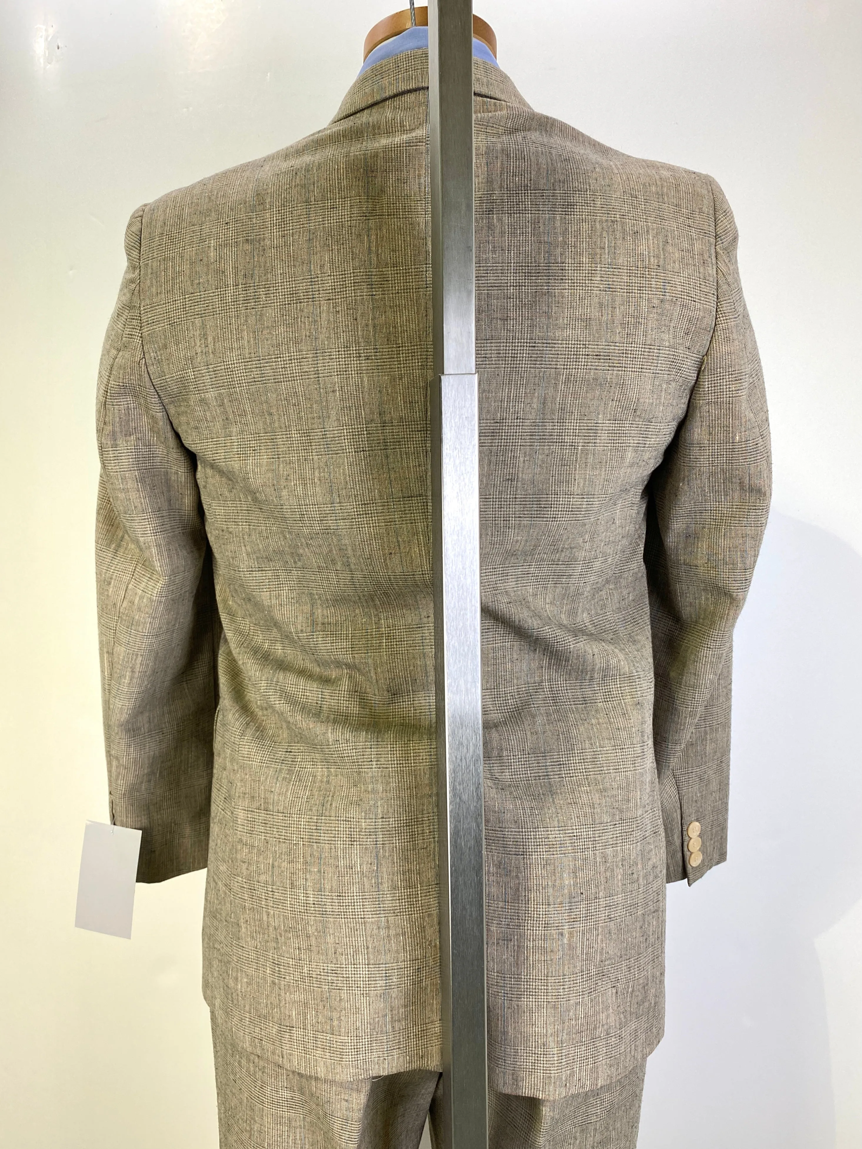 Vintage 1980s Grey/ Beige/ Blue Glen Plaid 2-Piece Men's Suit, Imperial by Haggar, 40