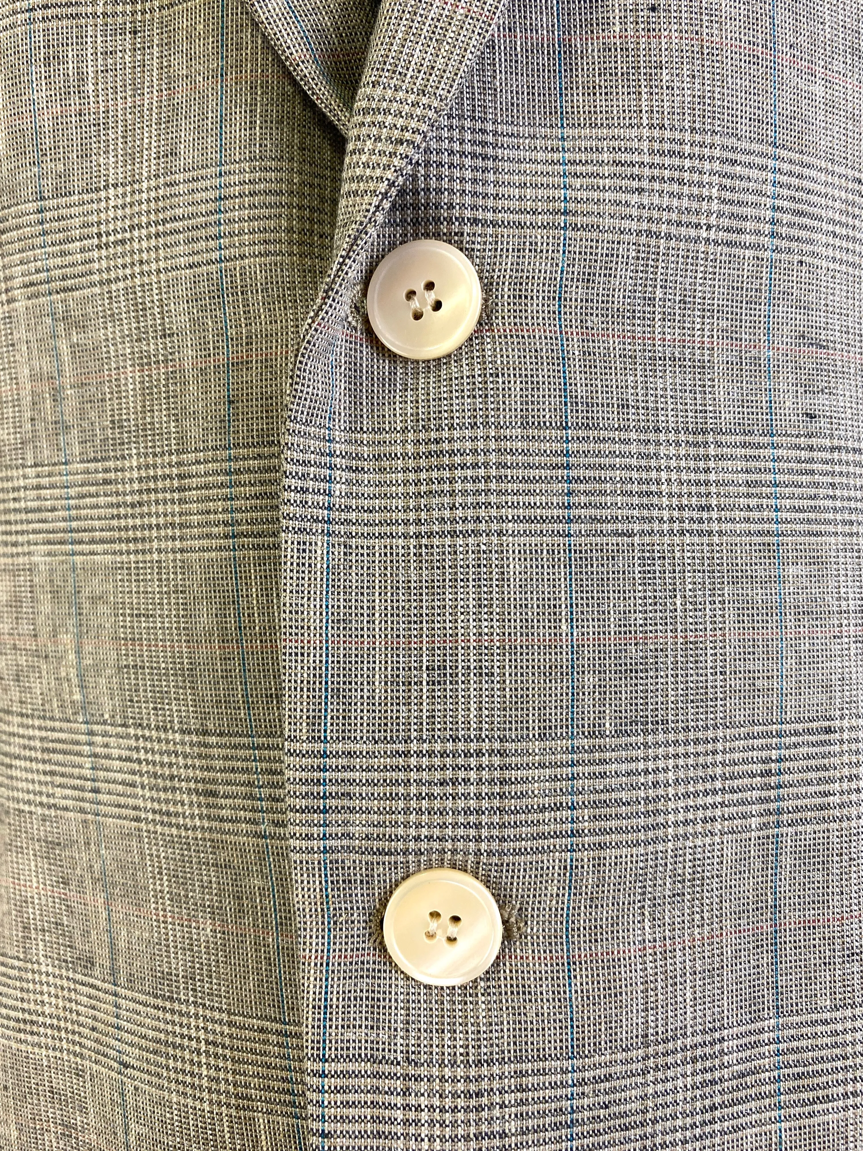 Vintage 1980s Grey/ Beige/ Blue Glen Plaid 2-Piece Men's Suit, Imperial by Haggar, 40