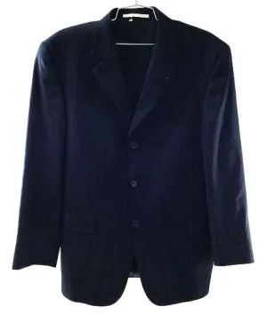 Vintage Burberry London Men's Black Blue Pinstripe Wool Blazer- Size 40 With COA