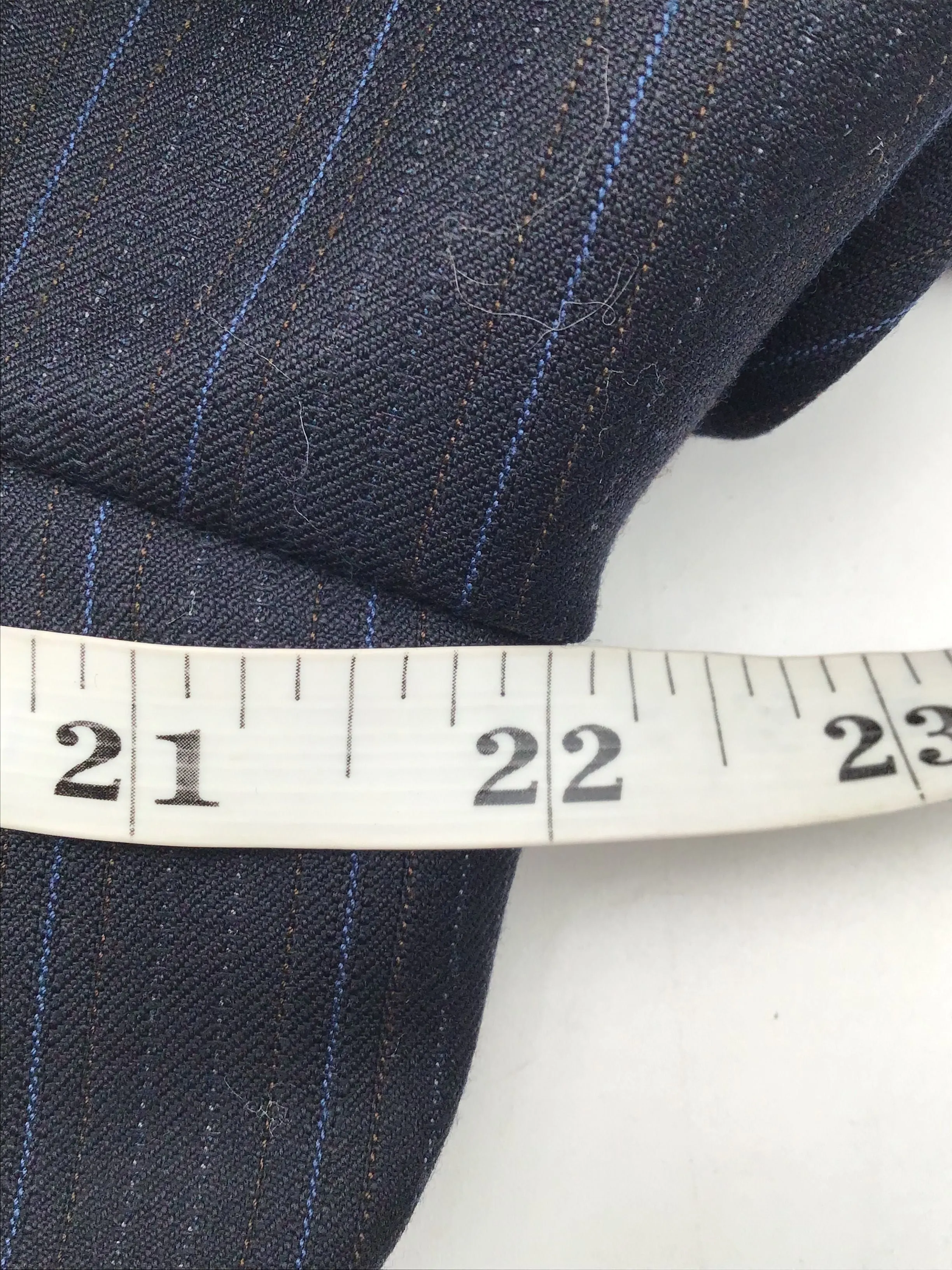 Vintage Burberry London Men's Black Blue Pinstripe Wool Blazer- Size 40 With COA