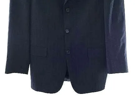 Vintage Burberry London Men's Black Blue Pinstripe Wool Blazer- Size 40 With COA