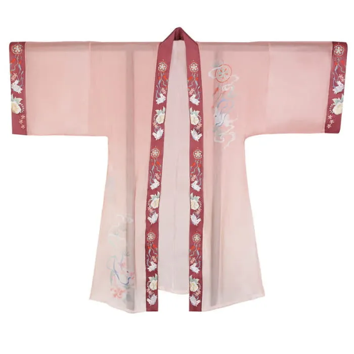 Vintage Cartoon Bunny Floral Embroidery Hanfu Set
