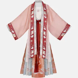 Vintage Cartoon Bunny Floral Embroidery Hanfu Set