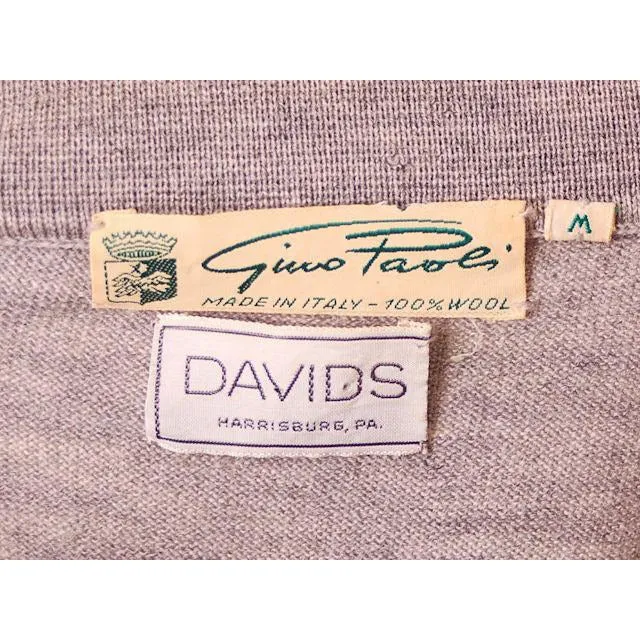 Vintage Disco Shirt Mens Italian Wool Sweater Gino Paoli 1970s Medium