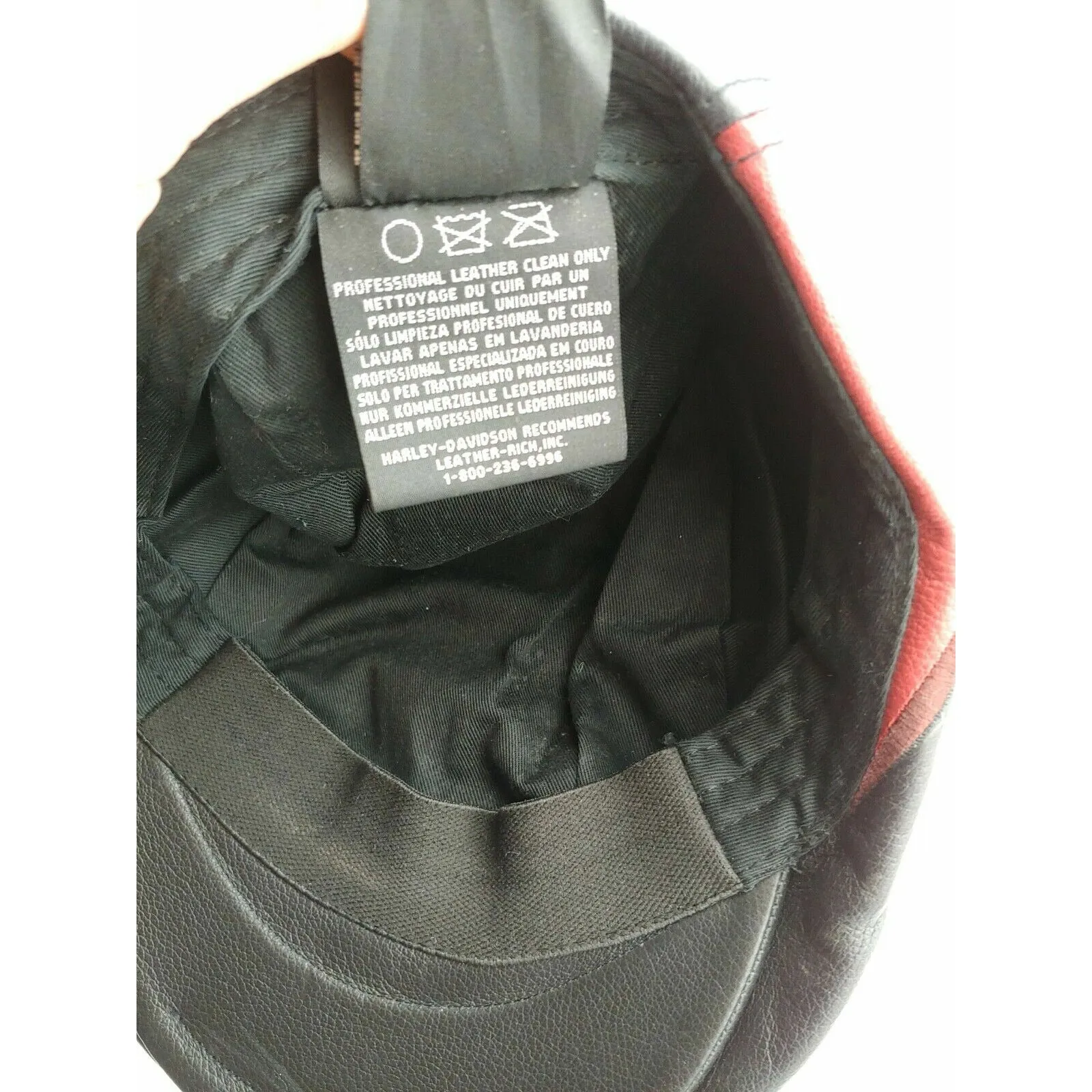 Vintage Harley-Davidson Red & Black 100%Leather Embroidered Size M Cap Hat