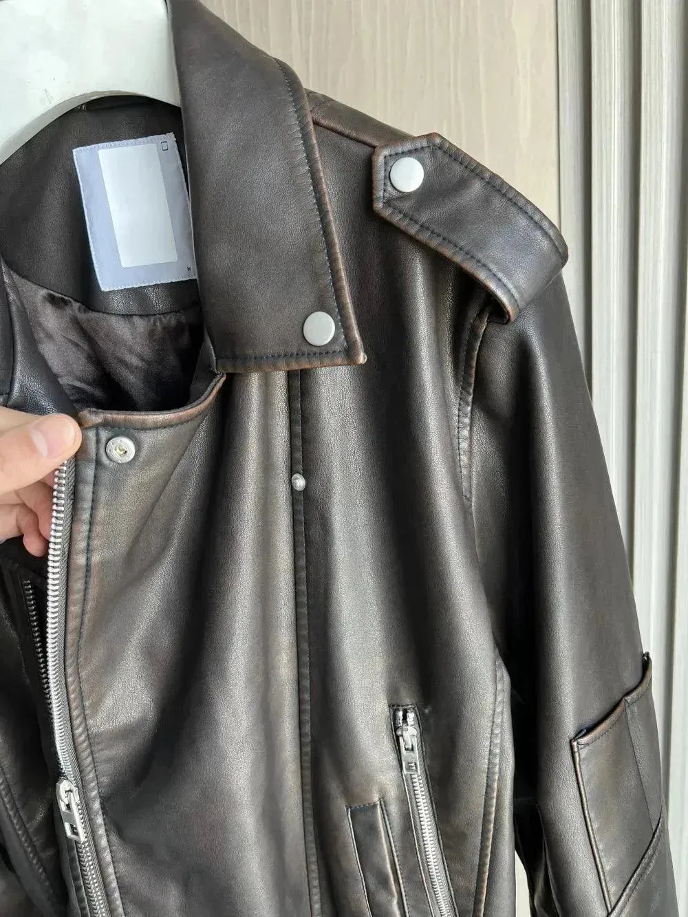 Vintage Men Leather Biker Jacket