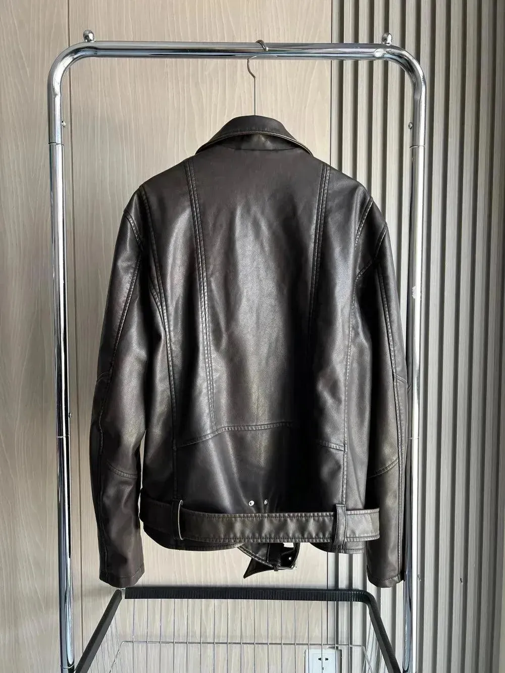 Vintage Men Leather Biker Jacket