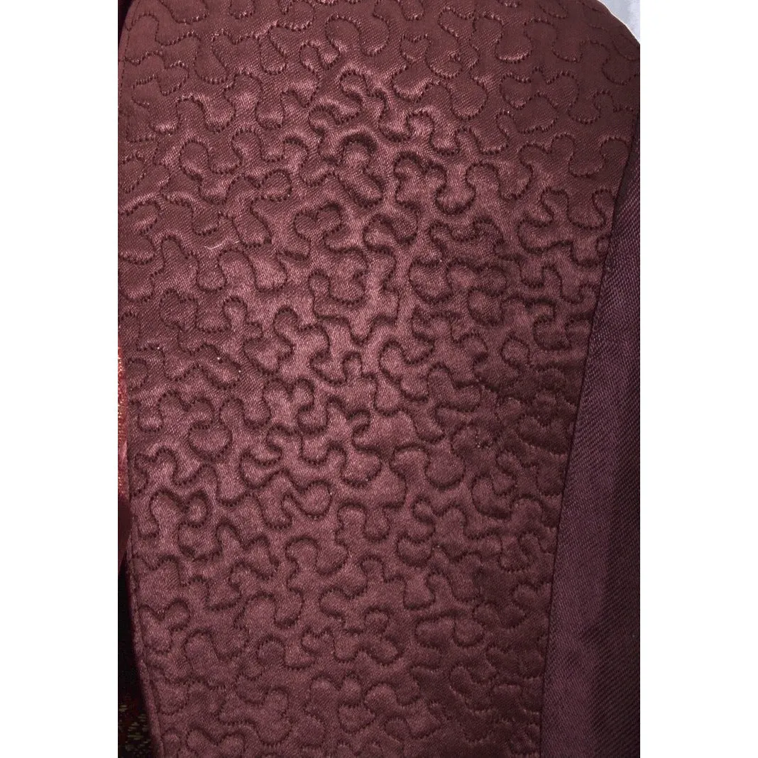 Vintage Mens Rayon Damask Robe Asian 1940s L XL Maroon Gold WW2