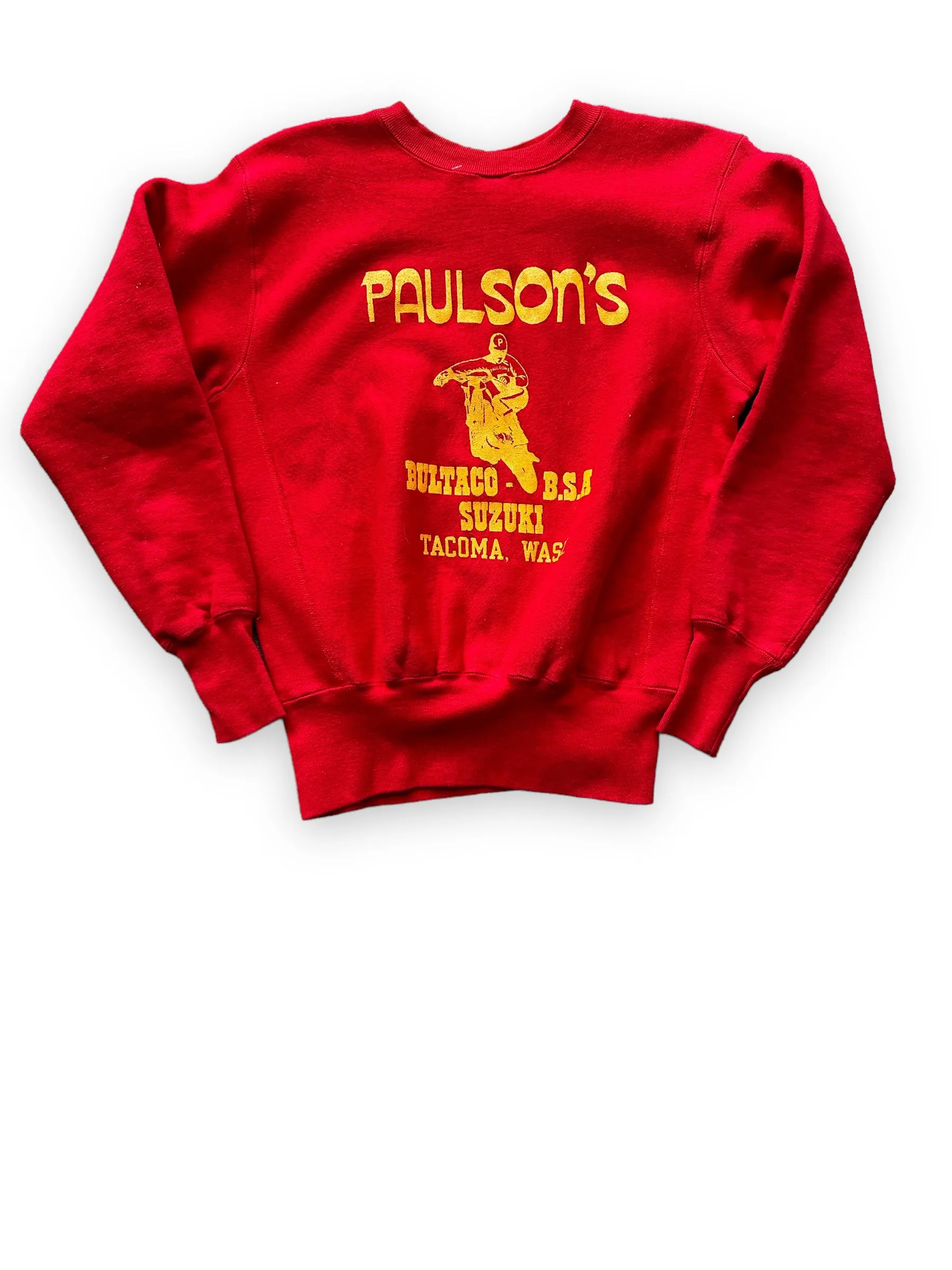 Vintage Paulson's Motorcycles Champion Reverse Weave Crewneck Sweatshirt SZ S | Seattle Vintage Crewnecks | Barn Owl Vintage Seattle