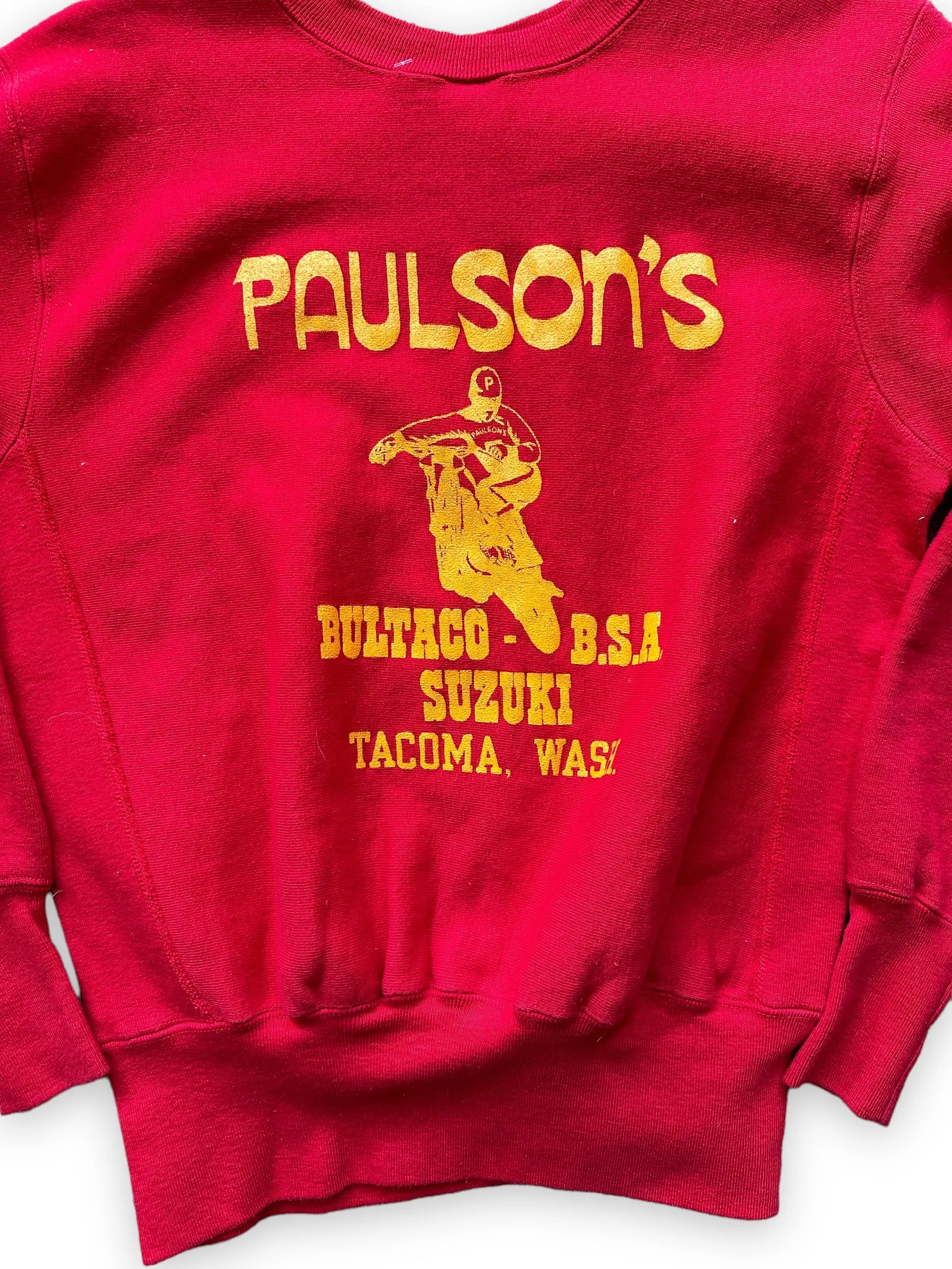 Vintage Paulson's Motorcycles Champion Reverse Weave Crewneck Sweatshirt SZ S | Seattle Vintage Crewnecks | Barn Owl Vintage Seattle
