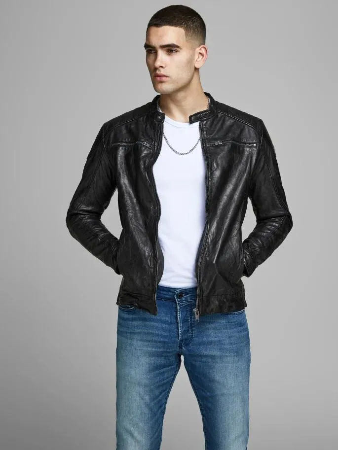 vintage Sheep Skin Bomber Style Leather Jacket by TJS