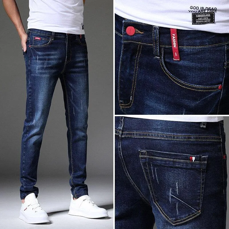 Vintage Style Men's Slim Fit Jeans