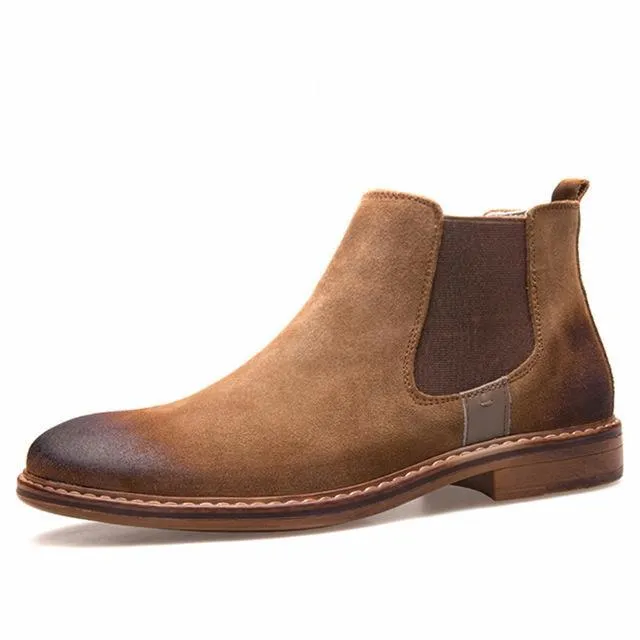 Vintage Style Suede Leather Men's Chelsea Boots