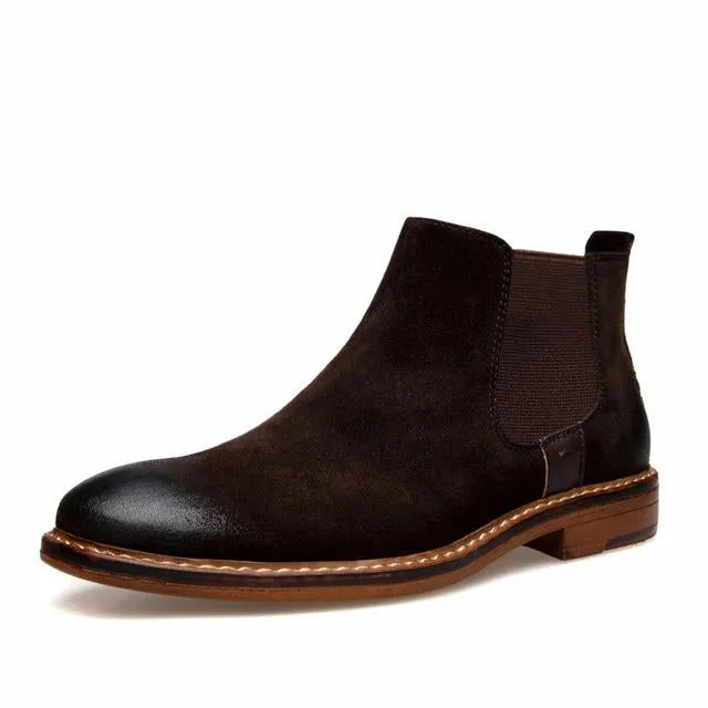 Vintage Style Suede Leather Men's Chelsea Boots
