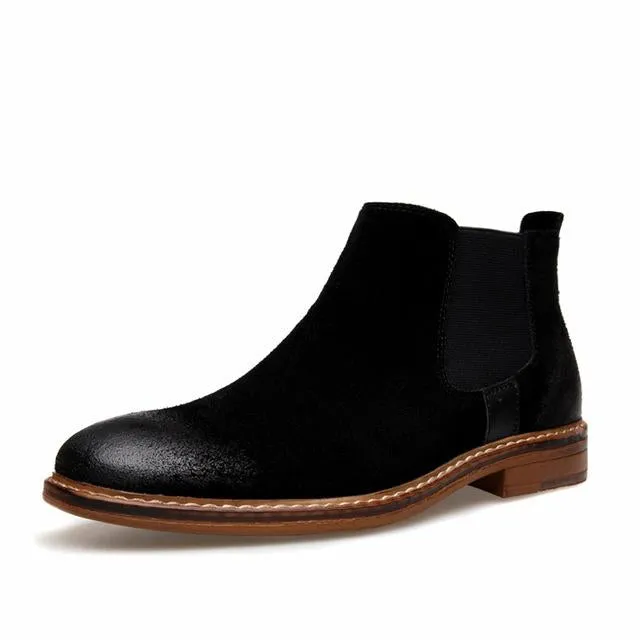 Vintage Style Suede Leather Men's Chelsea Boots