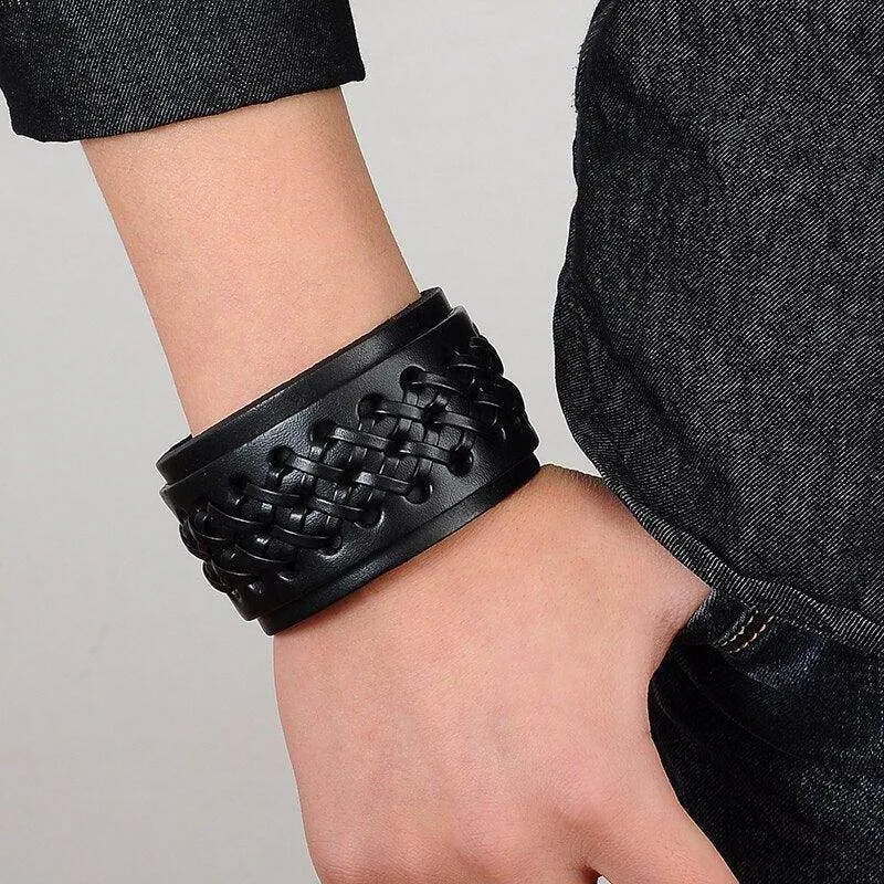 Vintage Wide Cuff Mens Bracelets Punk Hip Hop Wristbands