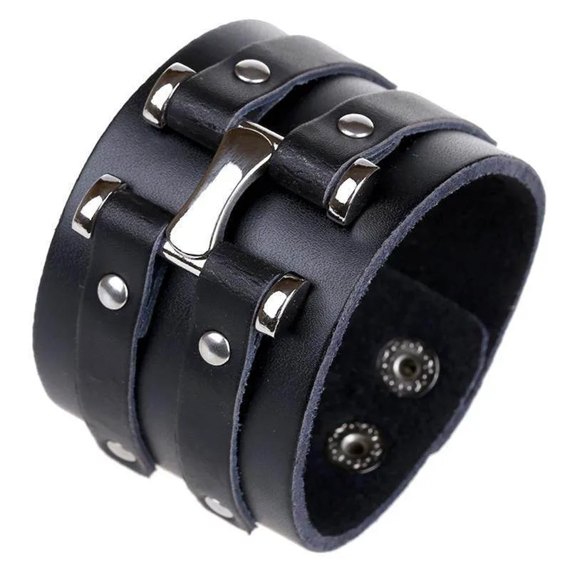 Vintage Wide Cuff Mens Bracelets Punk Hip Hop Wristbands