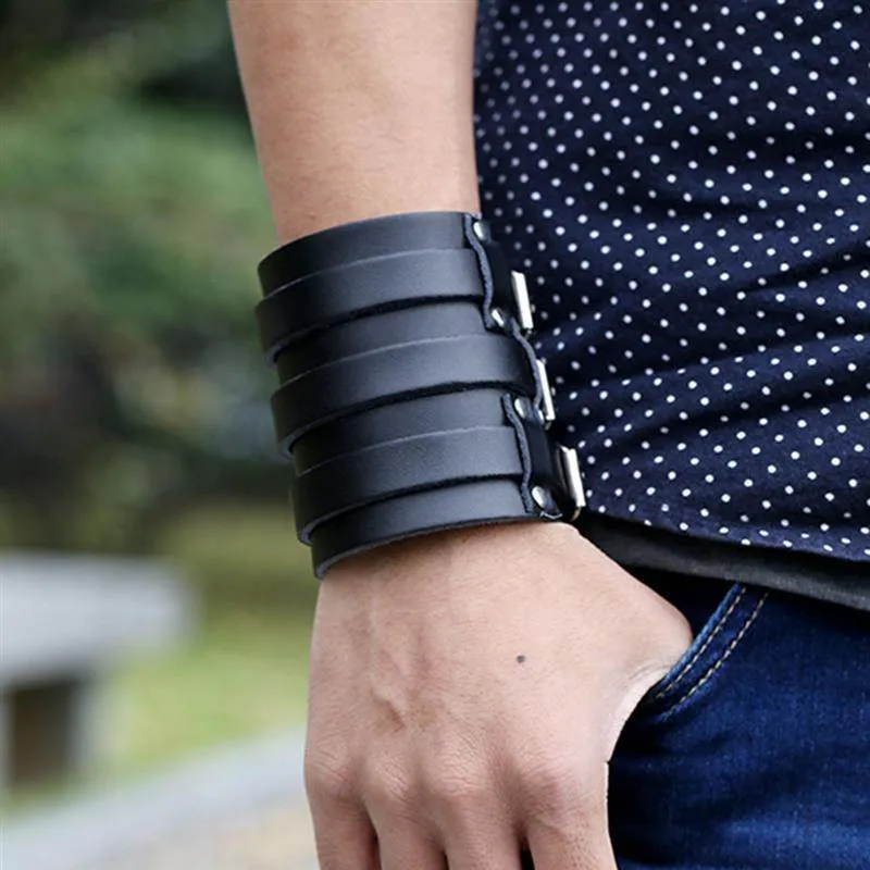 Vintage Wide Cuff Mens Bracelets Punk Hip Hop Wristbands