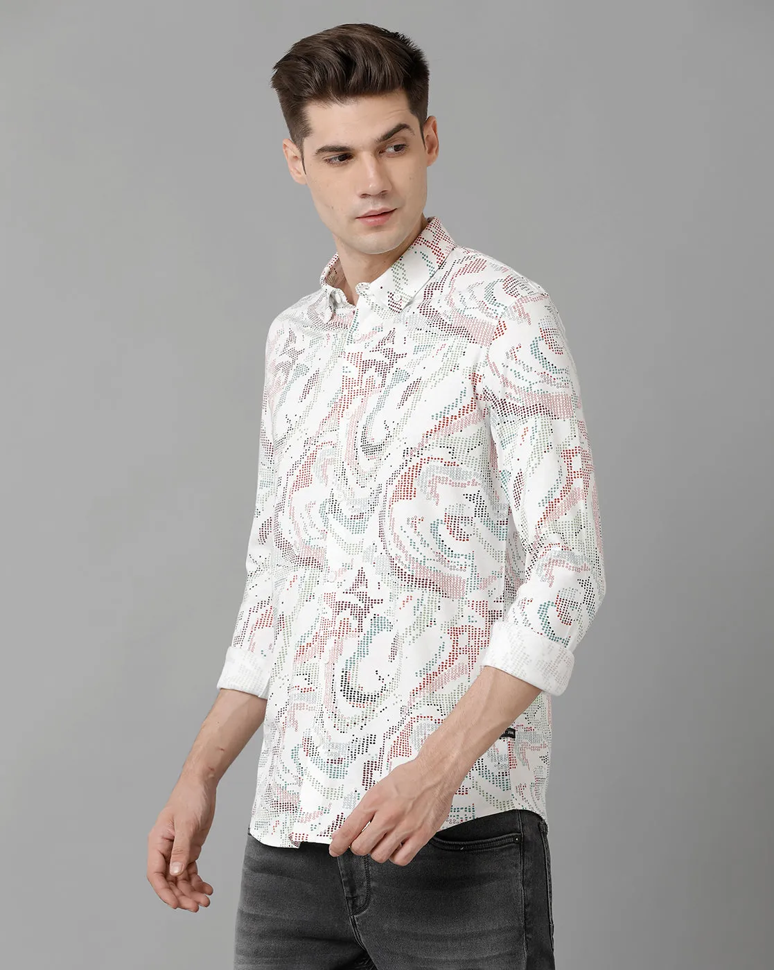 Voi Jeans Men's White Slim Fit  Shirt