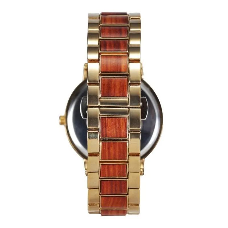 Waterproof Business Wood & Stainless Steel Quartz Watch