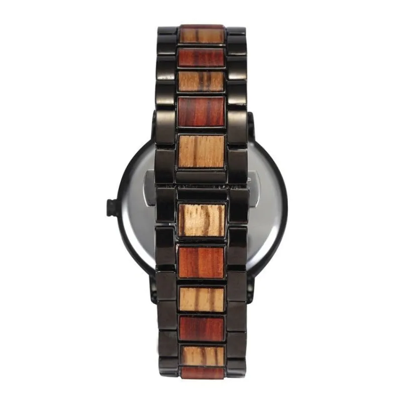 Waterproof Business Wood & Stainless Steel Quartz Watch