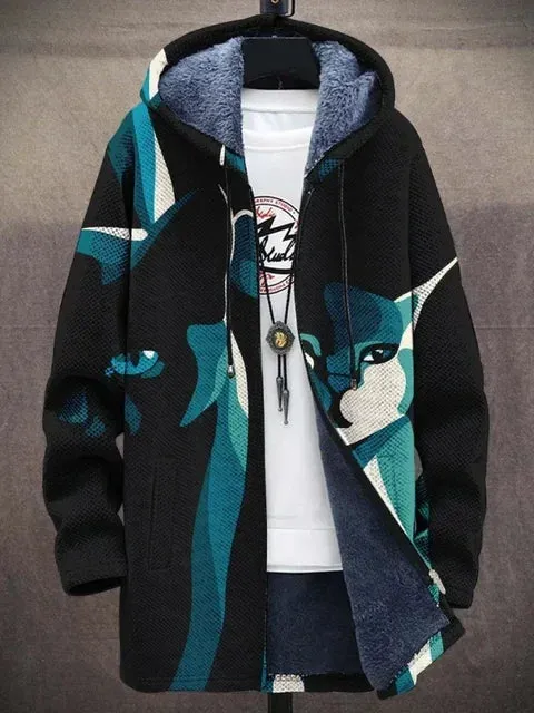 Wayne – Unisex Vibrant Cat-Print Hoodie with Warm Fleece Lining and Artistic Design