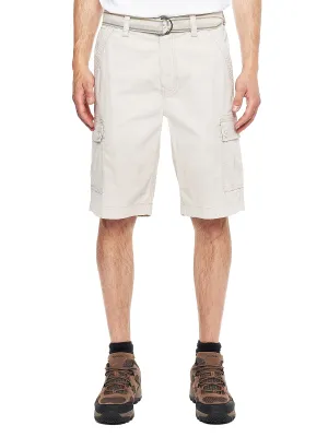 Wearfirst Men's Stretchy Belted Cargo Shorts with Mesh Pocket Lining (Pale Tan, 30)