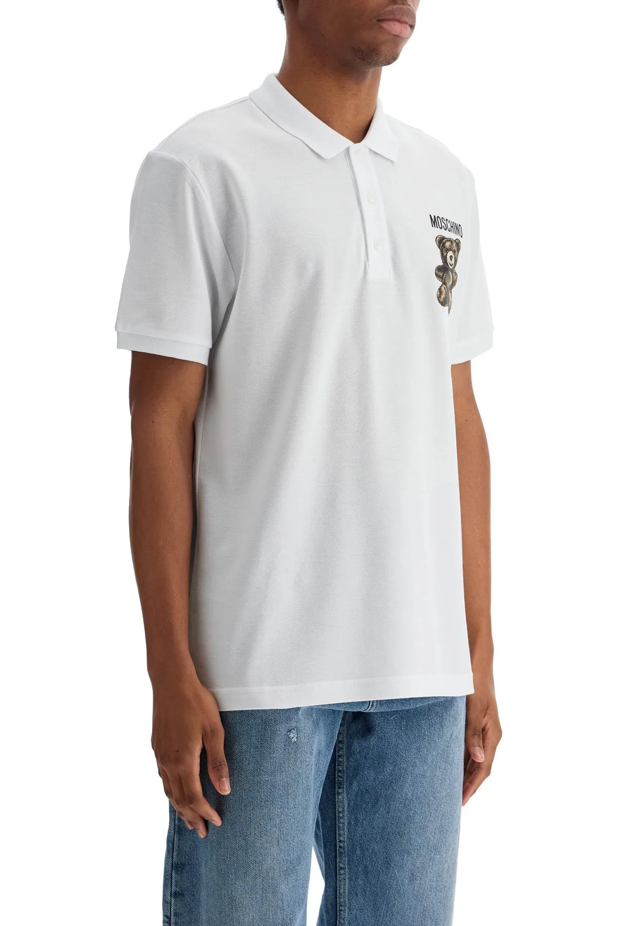 white cotton polo with embroidered logo V1601 0242 MULTI WHITE