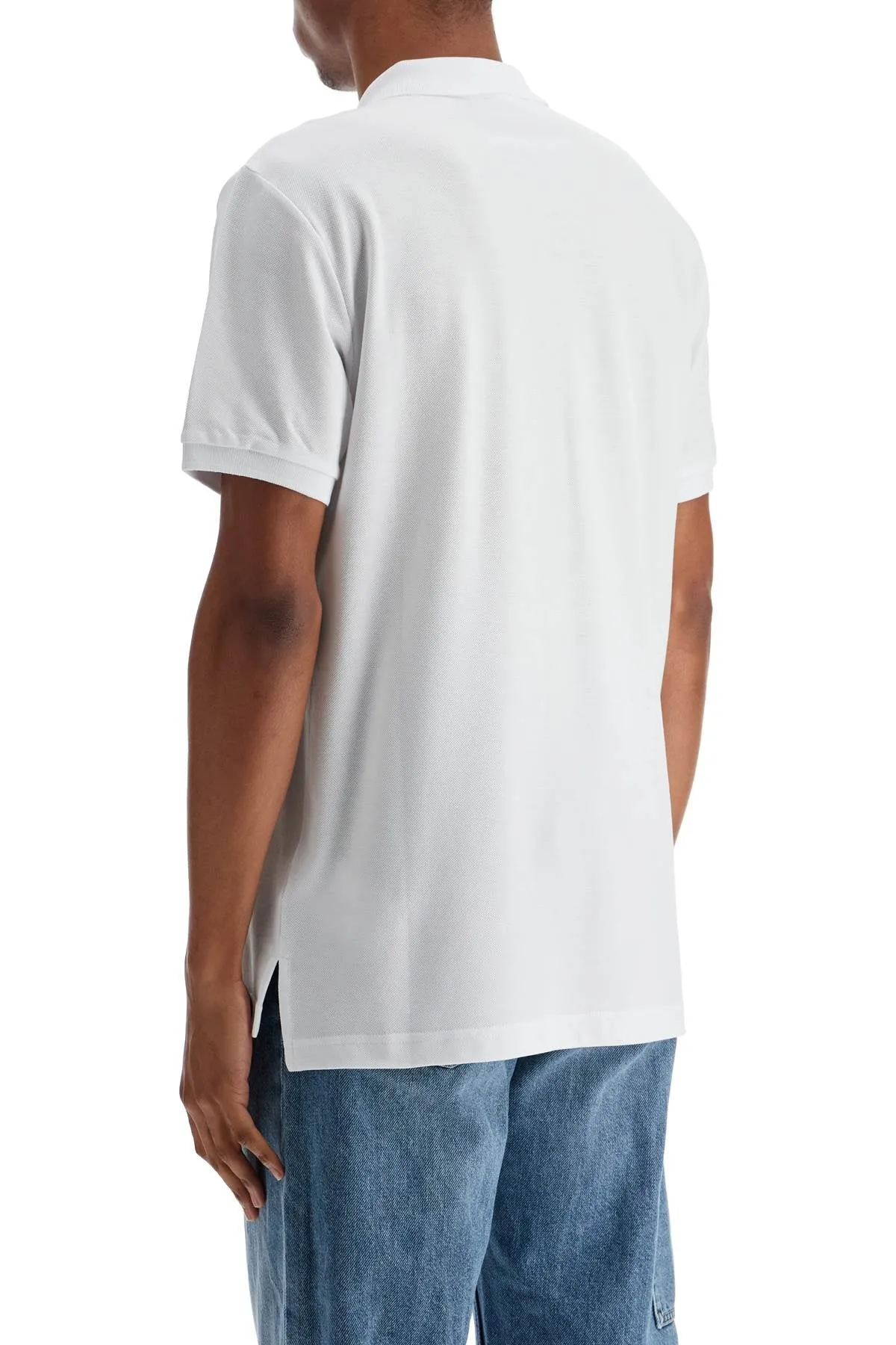 white cotton polo with embroidered logo V1601 0242 MULTI WHITE