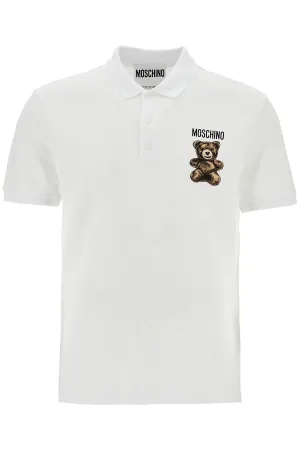 white cotton polo with embroidered logo V1601 0242 MULTI WHITE