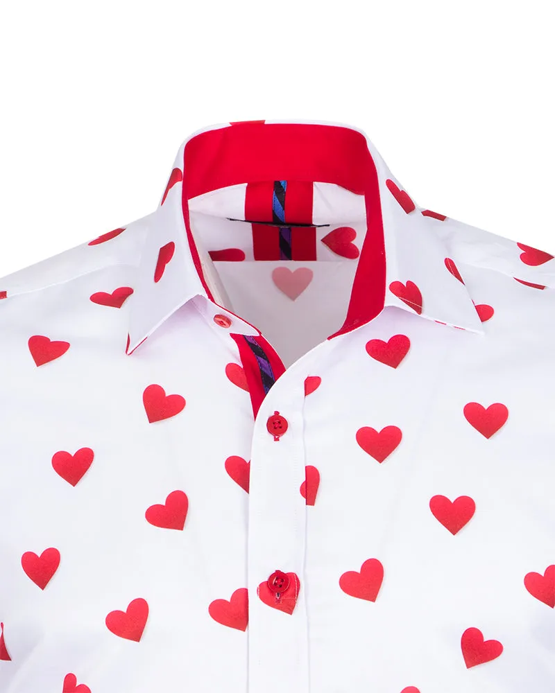White Heart Print Shirt